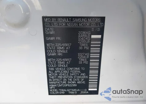 2016 Nissan Rogue Sv from USA, damaged, VIN KNMAT2MT2GP622189